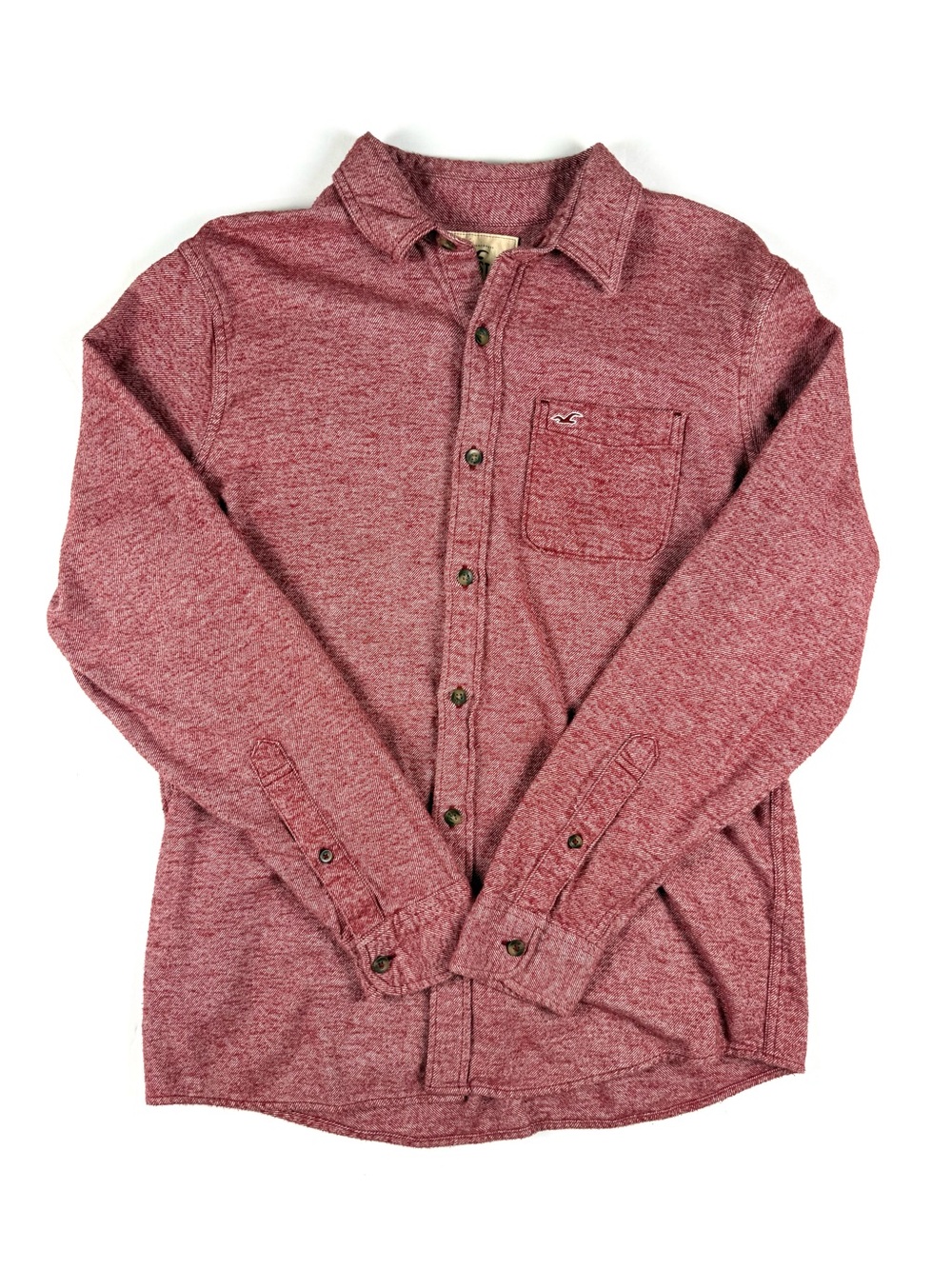 Hollister Red Herringbone Button-Up Shirt Men’s Large